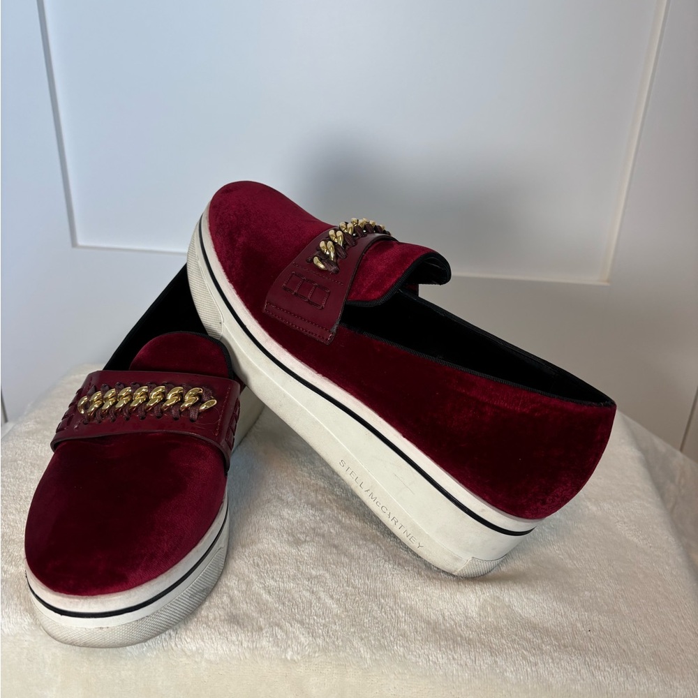 Stella McCartney Falabella Burgundy Velvet Platforms